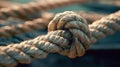 Micro image of a rope on a sailboat. Generative AI. Royalty Free Stock Photo