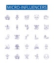 Micro-influencers line icons signs set. Design collection of Micro influencers, Social media, Influencers, Creators