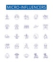 Micro-influencers line icons signs set. Design collection of Micro influencers, Social media, Influencers, Creators