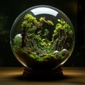 Micro Jungle: An enchanting realm of thriving moss and ferns in a miniature world