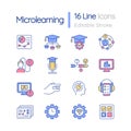 Micro learning in education RGB color icons set