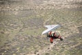 A micro-light plane flying over the Tankwa Karoo Royalty Free Stock Photo