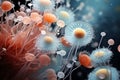 Micro-organism under microscope bacteria, plankton or viruses. Generative AI