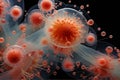 Micro-organism under microscope bacteria, plankton or viruses. Generative AI