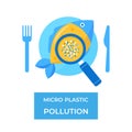 Micro plastic pollution concept. Microplastic in fish. Vector illustration. Royalty Free Stock Photo