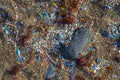 Micro plastics mixed in the sand of the beach Royalty Free Stock Photo