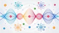 micro science Physics Wave Colorful wave patterns represent micro, science, physics, wave concepts with atoms and particles