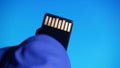 Micro sd card data storage technology is held. The concept of data recovery Royalty Free Stock Photo