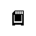 Micro SD Memory Card, Compact Data Storage. Flat Vector Icon illustration. Simple black symbol on white background Royalty Free Stock Photo