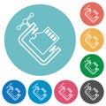 Micro sd memory card compress outline flat round icons