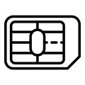 Micro sim card icon, outline style