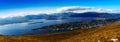 Micro toy panorama of Tromso city background Royalty Free Stock Photo