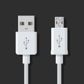 Micro USB cables. Connectors, sockets for PC and mobile devices.