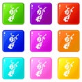 Micro vibrio icons set 9 color collection