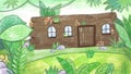 Micro World Tree House cute oil pastel drawing crayon doodle background