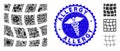 Microbe Collage Mesh Square Icon with Serpents Textured Allergy Stamp