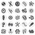 Microbe icons set on background for graphic and web design. Simple illustration. Internet concept symbol for website