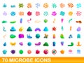 70 microbe icons set, cartoon style Royalty Free Stock Photo