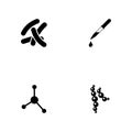 Microbe laboratory experiment - a set of black four solid icons isolated on a white background