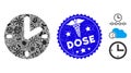 Microbe Mosaic Clock Icon with Healthcare Distress Dose Stamp