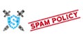 Microbe Mosaic Financial Shield Icon and Scratched Spam Policy Stamp with Lines