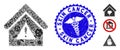 Microbe Mosaic Warning Building Icon with Caduceus Textured Skin Cancer Seal