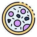 Microbe under microscope icon color outline vector