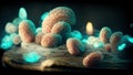 Microbes, parasites, microbial infection, closeup view, generative ai illustration