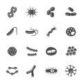 Microbes types vector icon set