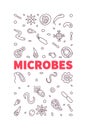 Microbes vector Science concept thin line minimal vertical banner or illustration Royalty Free Stock Photo