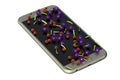 Microbial contamination of a mobile phone, conceptual image