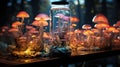 Microbial magic: Mushrooms, test tubes, flasks science exploration. Created with Generative AI