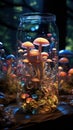 Microbial magic: Mushrooms, test tubes, flasks science exploration. Created with Generative AI