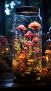 Microbial magic: Mushrooms, test tubes, flasks science exploration. Created with Generative AI