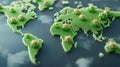 Microbial Patterns Across Continents. Virus concept.