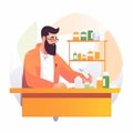 microbiologist man in vector style, professions of the world, pastel