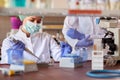 Microbiologist working in lab Royalty Free Stock Photo