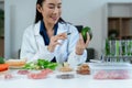 Microbiologists and nutrition experts analyze molecular samples in advanced food science labs Royalty Free Stock Photo