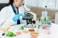 Microbiologists and nutrition experts analyze molecular samples in advanced food science labs Royalty Free Stock Photo