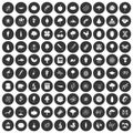 100 microbiology icons set black circle