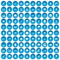 100 microbiology icons set blue