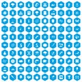 100 microbiology icons set blue