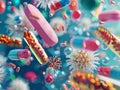 Microbiology and pharmaceutical innovation closeup on microorganisms and drug interactions copy space Royalty Free Stock Photo
