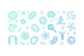 Microbiology vector creative blue horizontal illustration Royalty Free Stock Photo