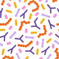 Microbiome seamless pattern. Probiotic bacteria print - lactobacillus, bifidobacteria, acidophilus. Royalty Free Stock Photo