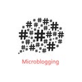Microblogging icon with speech bubble from hashtag