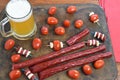 Microbrew And Beef Stick Snack Royalty Free Stock Photo