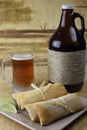 Microbrew Beer and Tamales Royalty Free Stock Photo