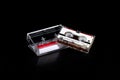 Microcassette with recording of telephone interception Royalty Free Stock Photo