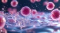 Microcell simulation in liquid showcasing detailed interactions and realism during dynamic movement through water Royalty Free Stock Photo